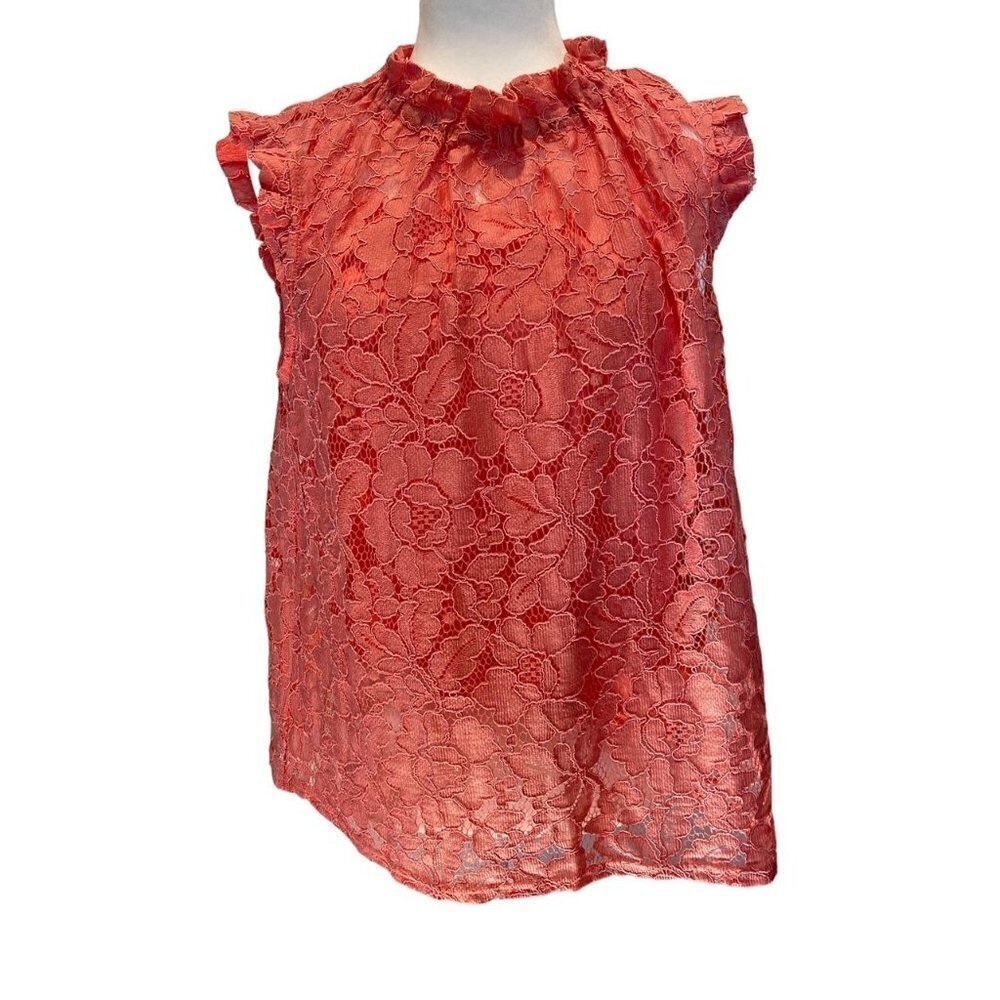 NWT Nanette Lepore Women's Light Flamingo Lace Sleeveless Blouse Size Large